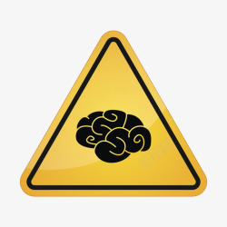 脑洞大脑脑洞三角形黄色警告牌实物高清图片