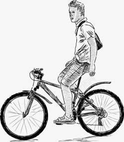 年轻小伙骑自行车素材