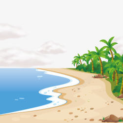 沙滩上的椰子树沙滩海岸高清图片