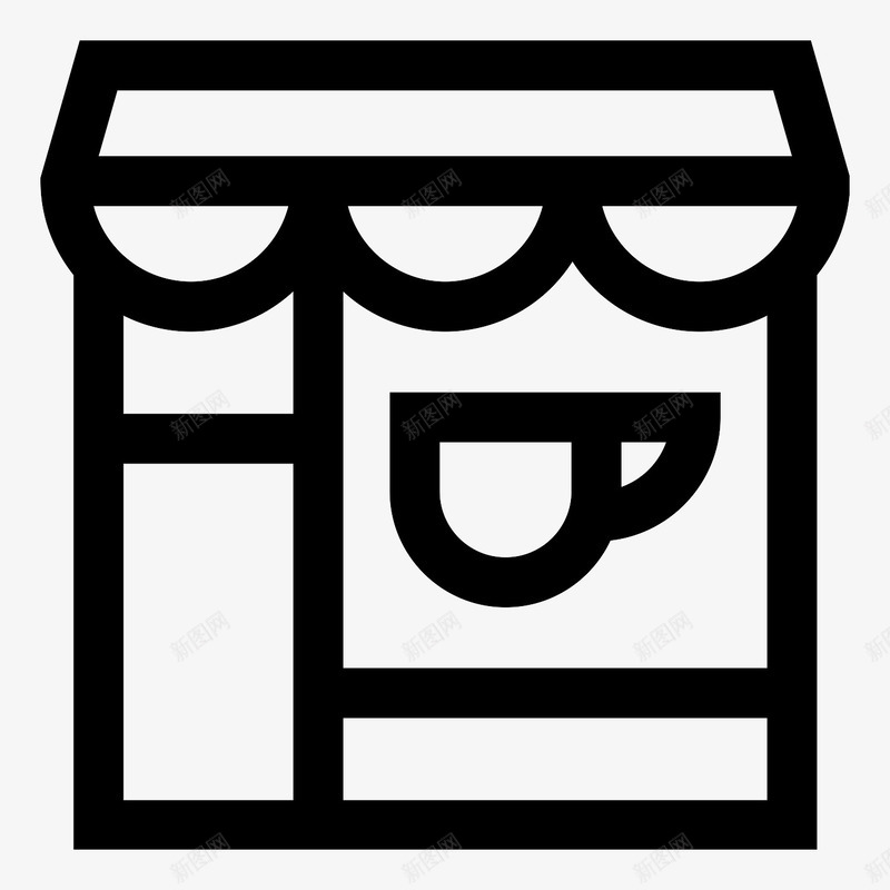 黑色简洁商店图标png_新图网 https://ixintu.com 商务图标 商店 图标 小区商店 描边 简洁 算账 超市
