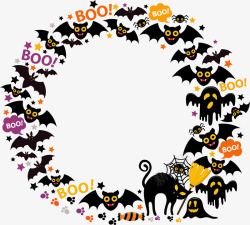 万圣节派对万圣节蝙蝠的花环矢量图高清图片