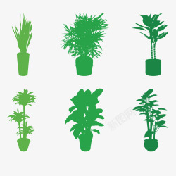 绿色植物剪影矢量图素材