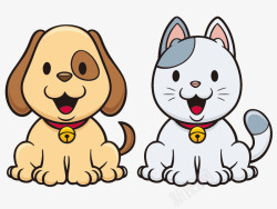 猫狗猫狗心形卡通动物猫狗高清图片