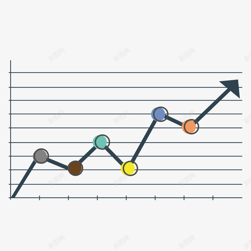 黑色折线数据矢量图ai免抠素材_新图网 https://ixintu.com 分析 刻度 圆点 彩色 折线 数据 箭头 黑色 矢量图