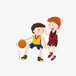 篮球png免费下载手绘卡通装饰打篮球的男孩子海报高清图片