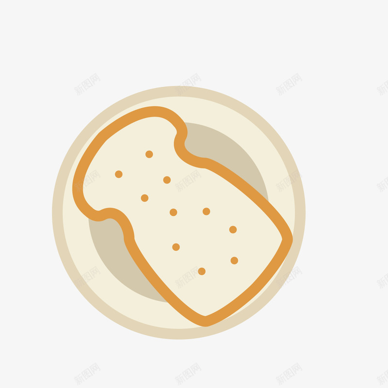 一片面包png免抠素材_新图网 https://ixintu.com 圆形 圆点 平面 形状 盘子 面包 食物