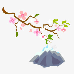 日本元素樱花富士山素材
