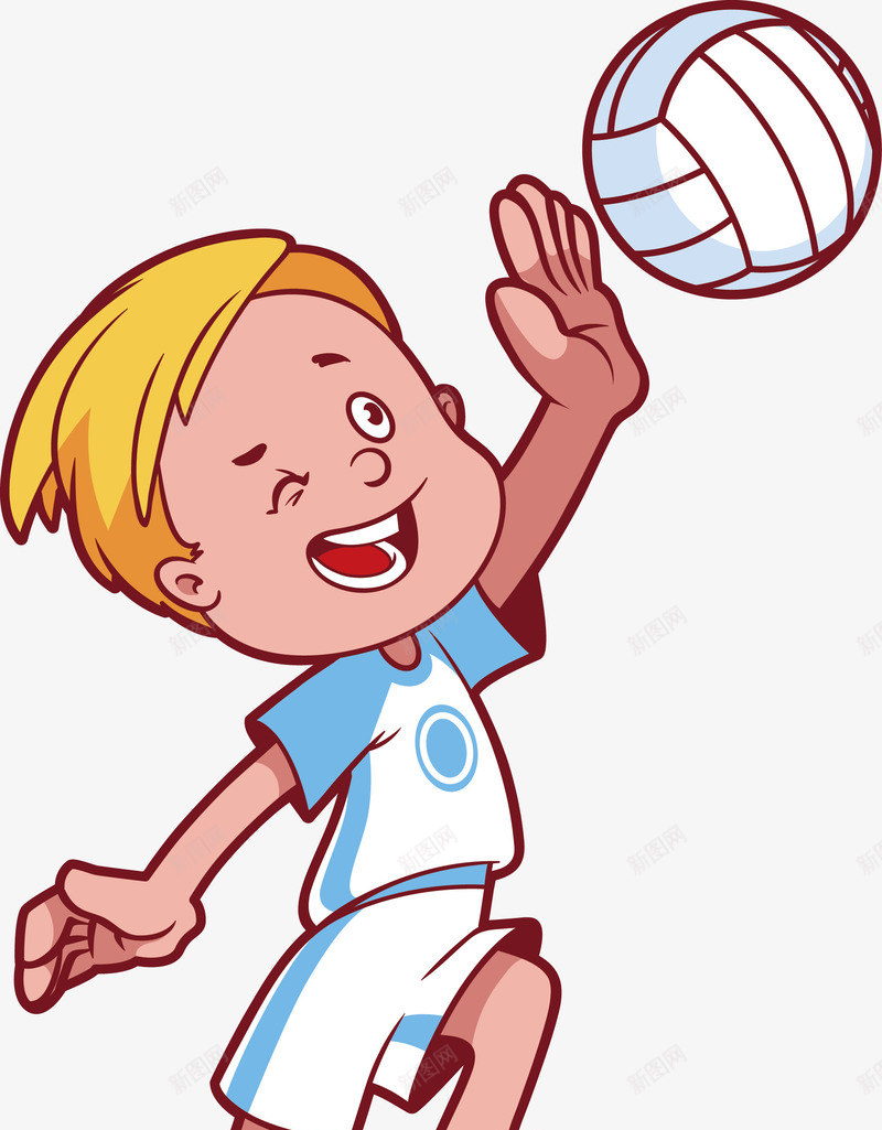 打排球的小男孩png免抠素材_新图网 https://ixintu.com 动漫人物 卡通 运动