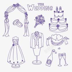 简洁婚礼元素婚礼上的涂鸦矢量图高清图片