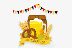 慕尼黑啤酒节创意啤酒节酒和橡木桶标签矢量图高清图片
