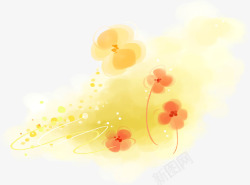 手绘黄色花朵星光素材