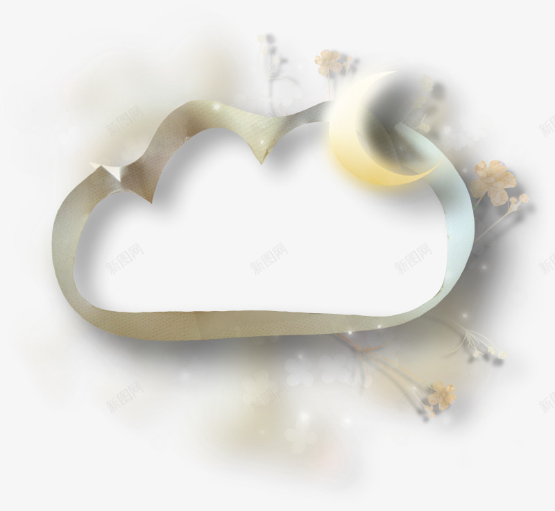 小清新云朵形状边框png免抠素材_新图网 https://ixintu.com 云朵 月亮 花纹 边框