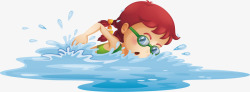 女孩游泳运动矢量图素材