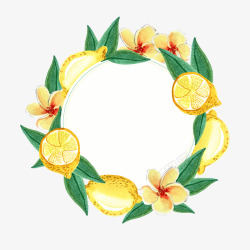 夏季花环水彩绘夏季柠檬花环高清图片