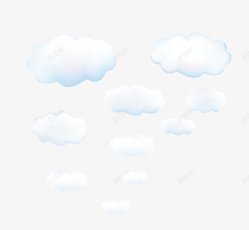 逼真白色云朵矢量图eps免抠素材_新图网 https://ixintu.com 云朵素材 白色云朵 矢量云朵 逼真云朵 矢量图