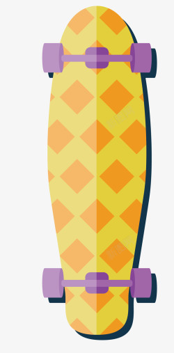 扁平滑板卡通黄色滑板车矢量图高清图片