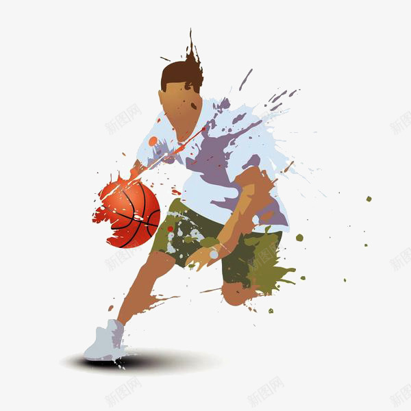 彩色扁平化创意篮球元素png免抠素材_新图网 https://ixintu.com 创意 卡通插画 墨点 彩色 扁平化 篮球 纹理 质感 运动