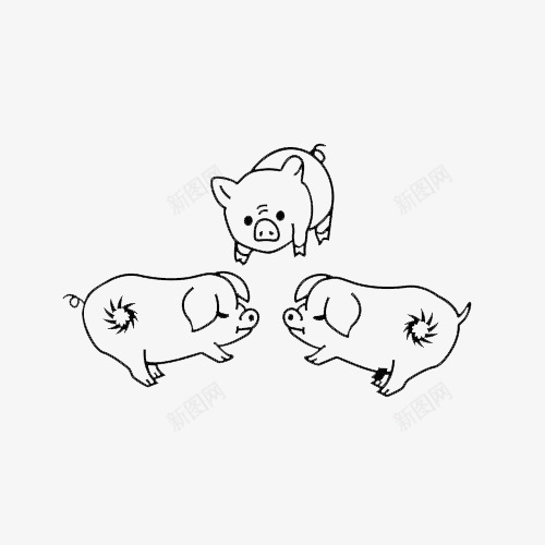 3只猪简笔画png免抠素材_新图网 https://ixintu.com 3只简笔画 动物剪影 动物简笔画 手绘 手绘动物 猪简笔画 简洁