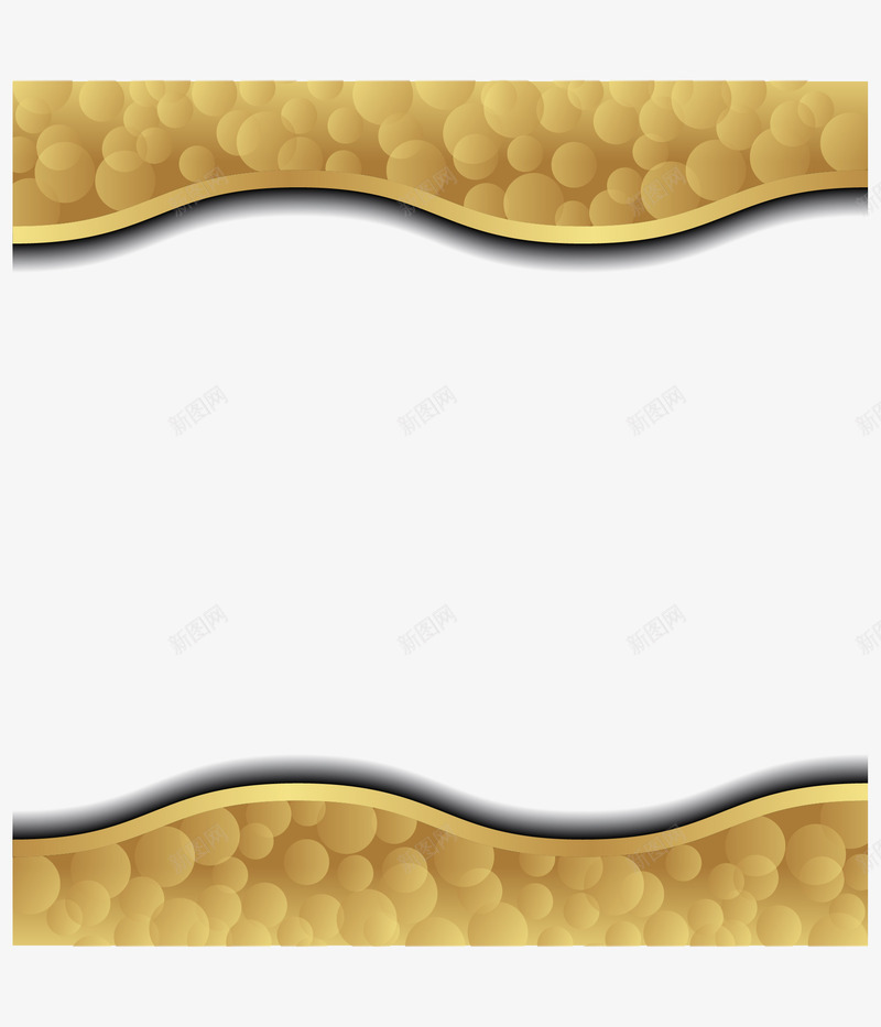 波浪金边png免抠素材_新图网 https://ixintu.com 波浪边框 矢量素材 金箔纸 金色圆点 金色波浪