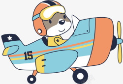 小蓝帽开飞机的小狗矢量图高清图片