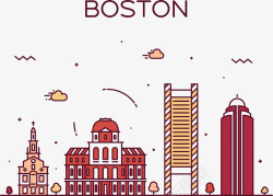 红色树木条纹背景图片波士顿街景高清图片