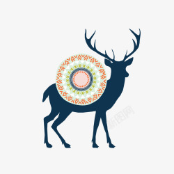 小鹿花环装饰矢量图素材