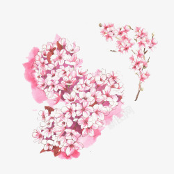 温馨手绘樱花树素材