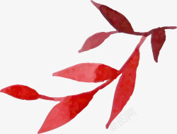 手绘红色树叶图案素材