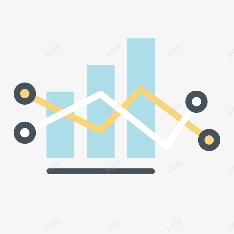 蓝色柱形数据分析矢量图图标ai_新图网 https://ixintu.com 分析 卡通图标 圆点 扁平化 数据 柱形 蓝色 趋势 矢量图