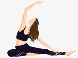 室内瑜伽塑性养生插画人物插画瑜伽运动的女孩插图高清图片