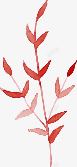 红色水墨花卉图案素材