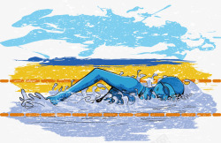 奥运会游泳水彩奥运运动员高清图片