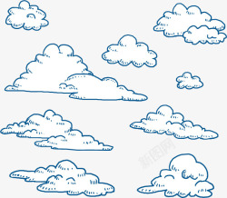 扁平天空手绘白色云朵高清图片