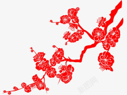 创意红色的中国风格剪纸花卉纹理素材