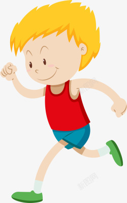 马拉松跑步的卡通男孩素材