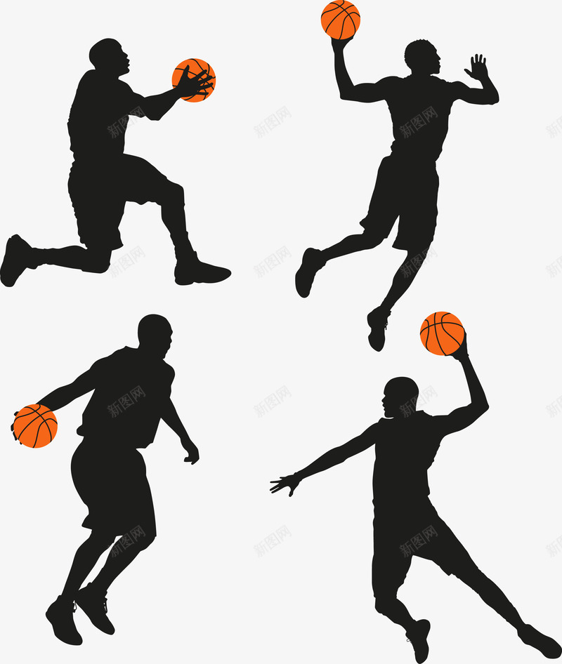 黑色打篮球剪影运动png免抠素材_新图网 https://ixintu.com 篮球 篮球矢量 篮球运动 运动