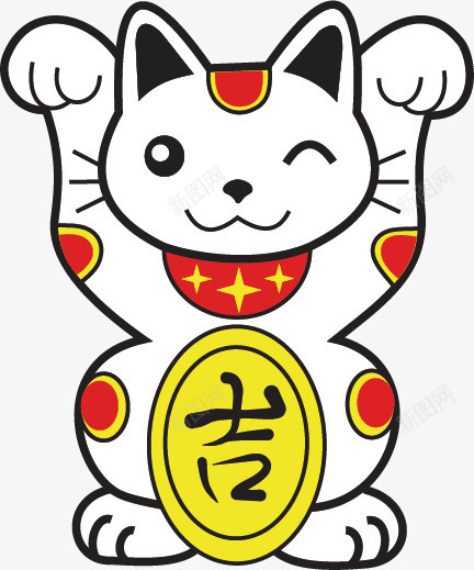 招财猫png免抠素材_新图网 https://ixintu.com 手绘 招财猫 简洁 红色