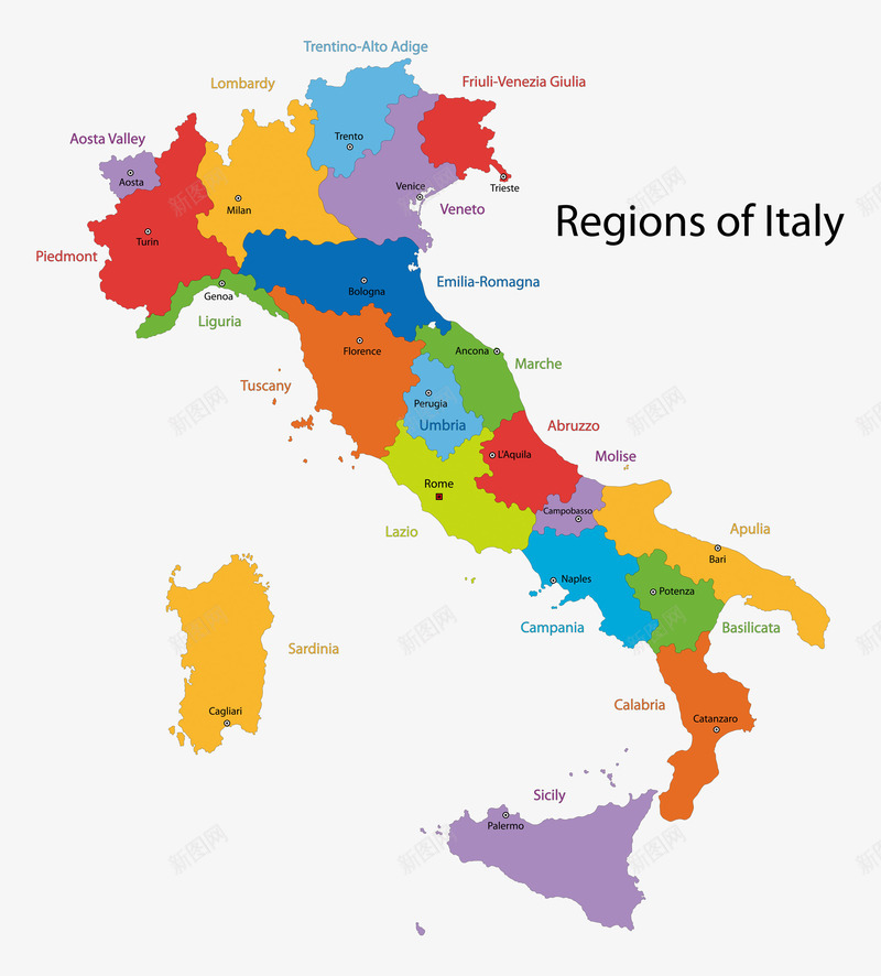 意大利国家地图png免抠素材_新图网 https://ixintu.com 地图 彩色地图 意大利 意大利地图 意大利城市地图