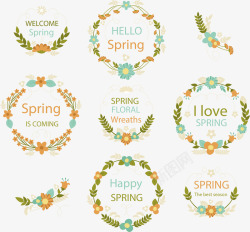 spring图标8款彩色春季花卉标签矢量图图标高清图片