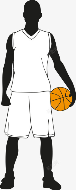抱着篮球的男人剪影素材