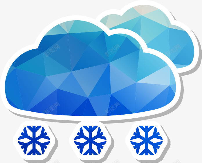 天气预报元素图标png_新图网 https://ixintu.com 云朵 几何 多云转晴 天气预报图标 蓝色 雪