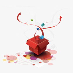 礼物打开的礼盒红色彩带矢量图素材
