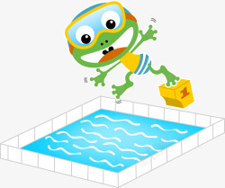 青蛙儿童画带泳镜的青蛙装饰插画矢量图高清图片