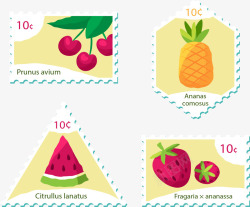 齿轮状邮票清爽水果邮票高清图片