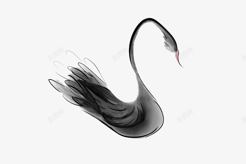 创意水墨天鹅png免抠素材_新图网 https://ixintu.com 中国风 创意设计 动物 天鹅 水墨 艺术 黑色