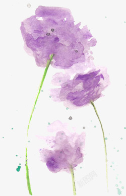 水墨清新淡雅紫色小花素材