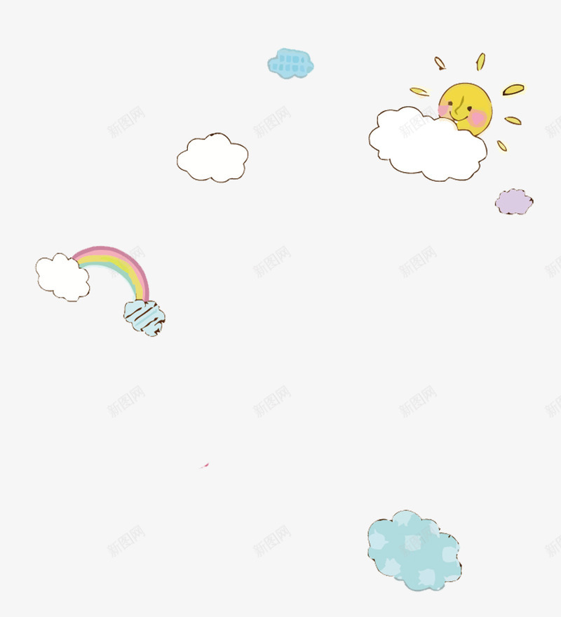 卡通天空装饰png免抠素材_新图网 https://ixintu.com PNG PNG免费下载 PNG图片 云朵 天空 彩虹 装饰