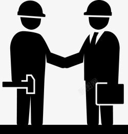 黑白矢量握手黑白图标建筑工地握手的两个人高清图片