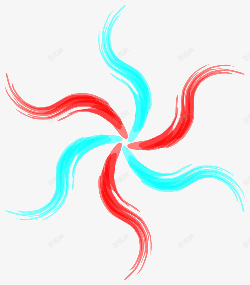 螺旋形状png免抠素材_新图网 https://ixintu.com 弧线 红色 蓝色 螺旋