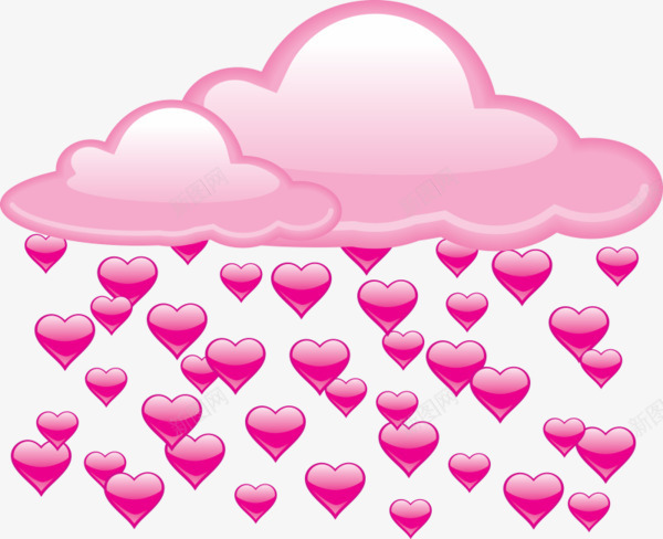 卡通下爱心雨的云朵png免抠素材_新图网 https://ixintu.com 下爱心雨的云朵 云朵免抠 卡通云朵 手绘云朵
